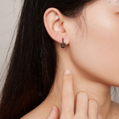 Sotiya Cute Black Cat Hoop Earrings Sterling Silver-Sotiya