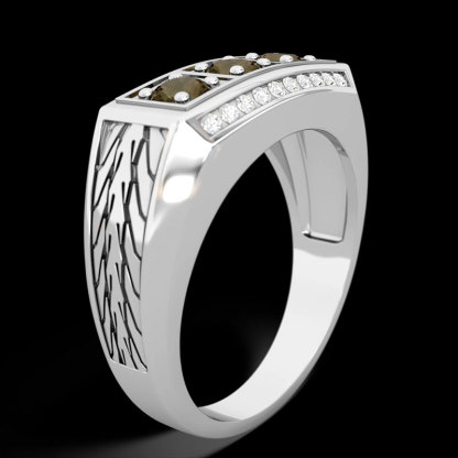 Sotiya Chocolate Three Stone Tire Tread Men's Wedding Ring Sterling Silver-Sotiya