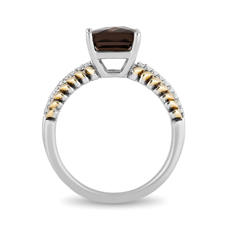 Sotiya Best Buds Feather Shank Radiant Cut Coffee Engagement Ring Sterling Silver-Sotiya