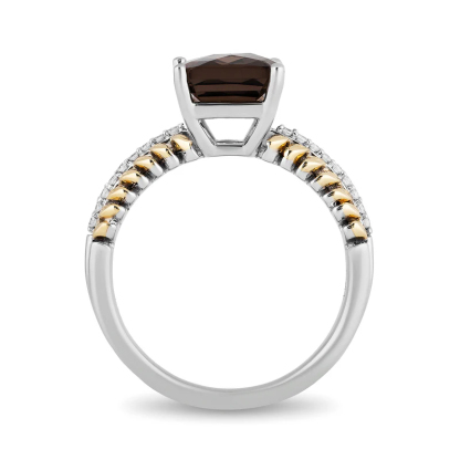 Sotiya Best Buds Feather Shank Radiant Cut Coffee Engagement Ring Sterling Silver-Sotiya