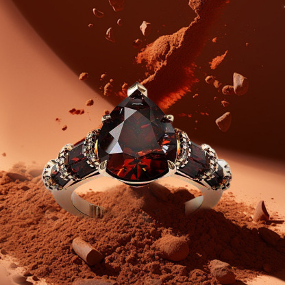 Sotiya Pear Cut Coffee Engagement Ring Sterling Silver-Sotiya