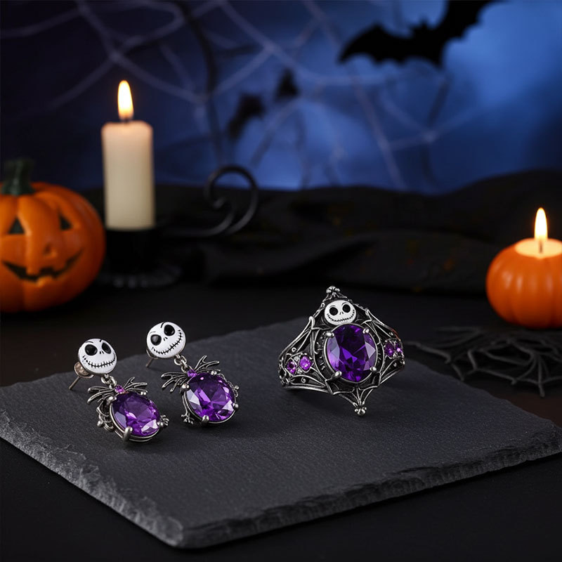 Sotiya Skull Inspired Oval Cut Drop Earrings Sterling Silver-Sotiya