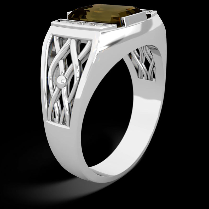 Sotiya Smoky Quartz Vine Ring Men's Wedding Ring Sterling Silver-Sotiya