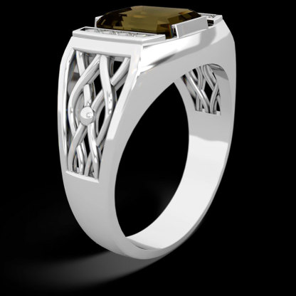 Sotiya Smoky Quartz Vine Ring Men's Wedding Ring Sterling Silver-Sotiya