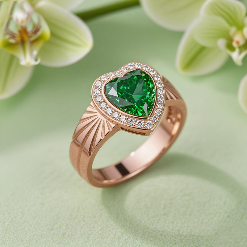 Sotiya Halo Heart Cut Carving Coffee Engagement Ring Sterling Silver-Sotiya