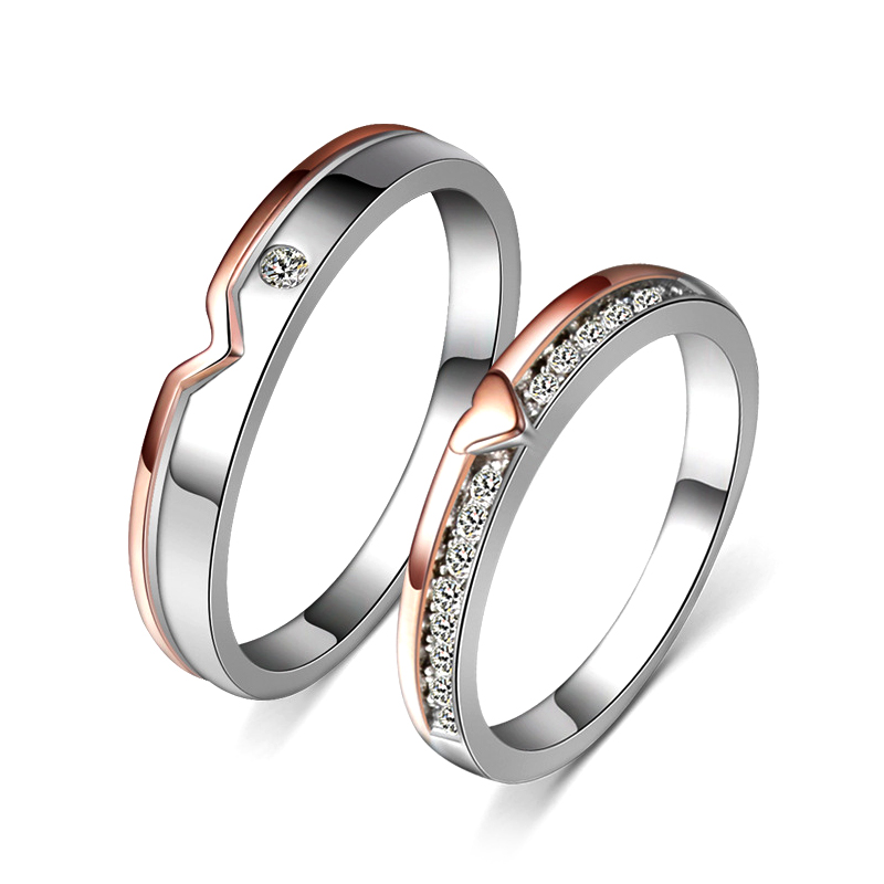 Sotiya Heart Two Tone Couple Rings Sterling Silver-Sotiya