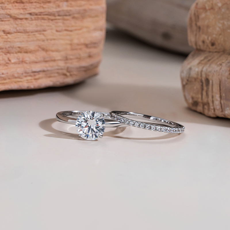 Sotiya Cathedral Classic Round Cut Wedding Bridal Ring Set Sterling Silver-Sotiya