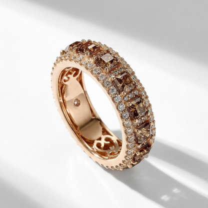 Sotiya Rose Gold Tone Asscher Cut Coffee Eternity Wedding Ring Sterling Silver