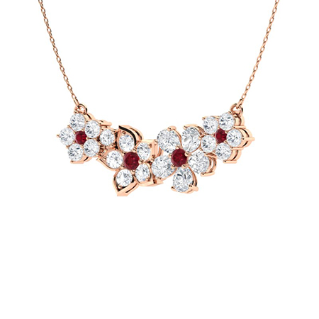 Sotiya Ruby Floral Design Necklace Sterling Silver-Sotiya
