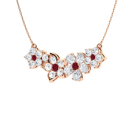 Sotiya Ruby Floral Design Necklace Sterling Silver-Sotiya