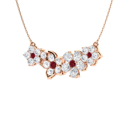 Sotiya Ruby Floral Design Necklace Sterling Silver-Sotiya