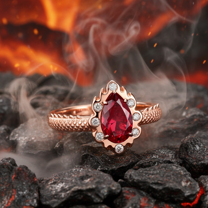 Sotiya Duskendale Fire & Blood Pear Cut Engagement Ring Sterling Silver-Sotiya