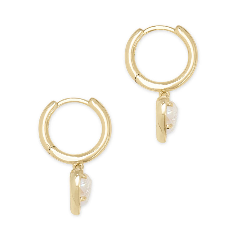 Sotiya White Heart 14K Gold Plated Drop Earrings-Sotiya
