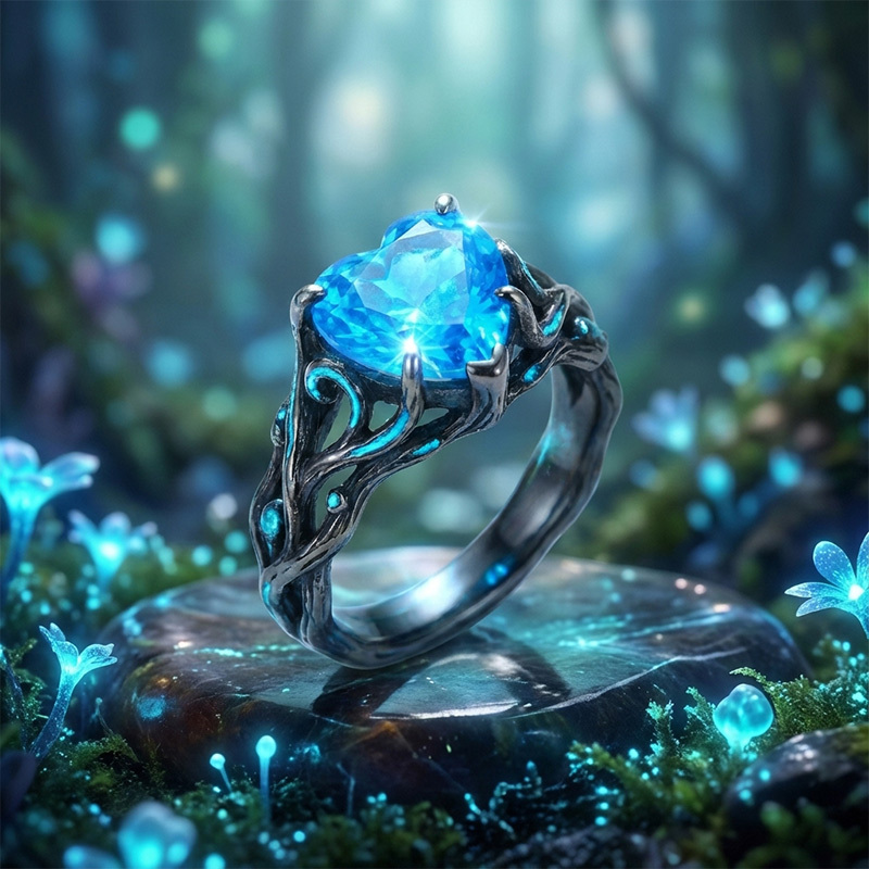 Sotiya Fluorescence Intertwined Heart Cut Engagement Ring Sterling Silver-Sotiya