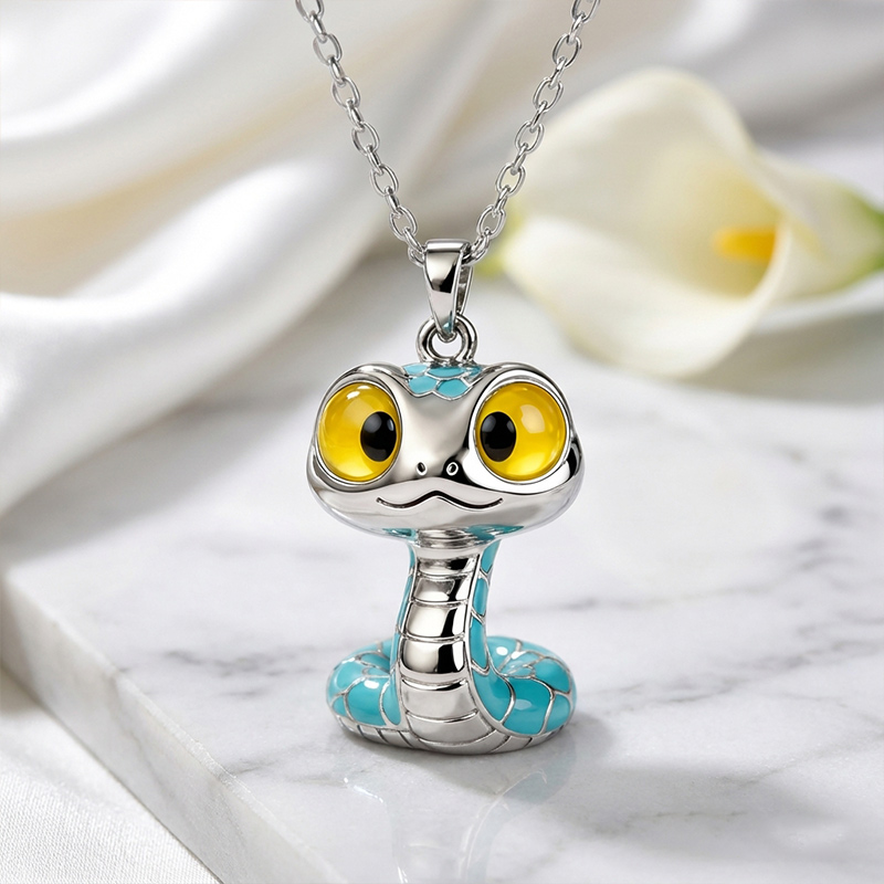 Animal City Snake Inspired Enamel Necklace-Sotiya