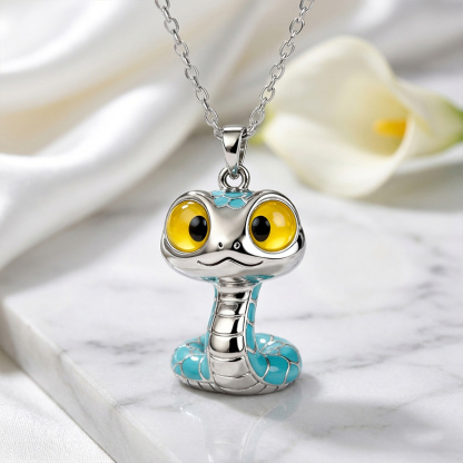 Animal City Snake Inspired Enamel Necklace-Sotiya