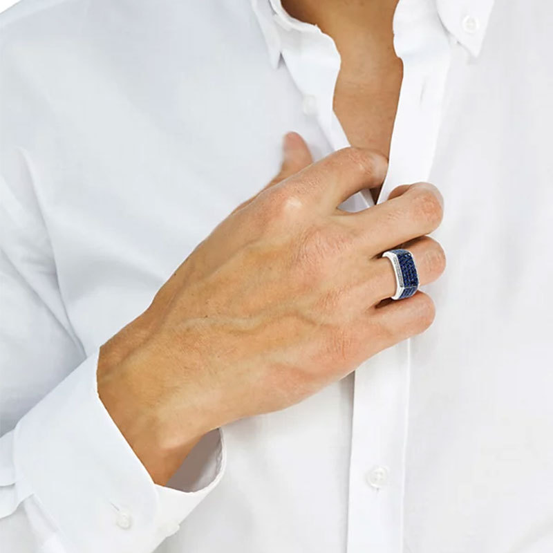 Sotiya Sapphire Blue Unisex Men's Ring Sterling Silver-Sotiya