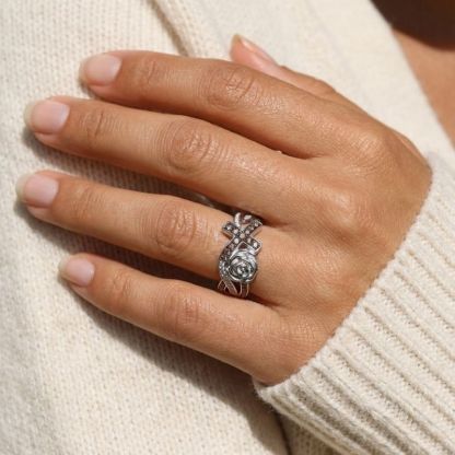 Sotiya Rose Design Faith Cross Coffee Cocktail Ring Sterling Silver-Sotiya