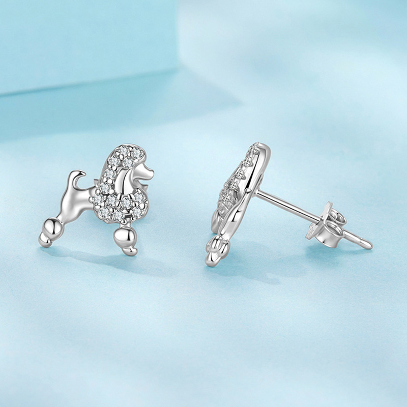 Sotiya Cute Poodle Dog Stud Earrings Sterling Silver-Sotiya