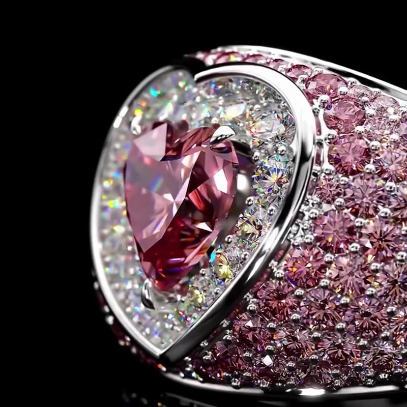 Sotiya Halo Heart Cut Gradient Micro Pave Coffee Engagement Ring Sterling Silver-Sotiya