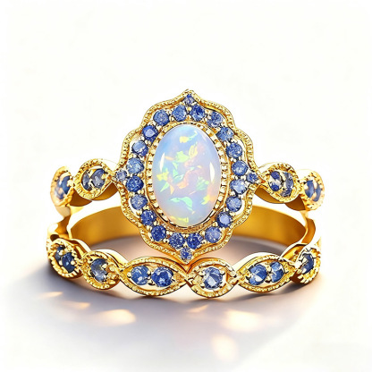 Sotiya Vintage Halo Oval Cut Opal Wedding Bridal Ring Set Sterling Silver-Sotiya