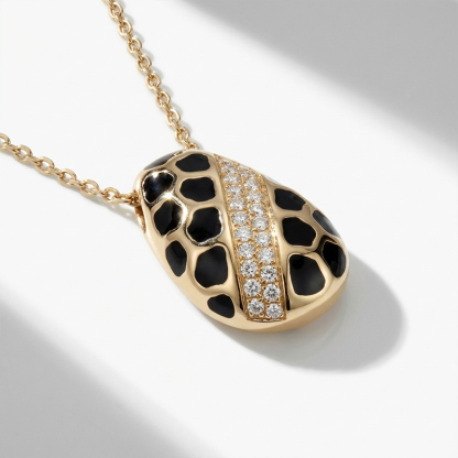 Sotiya Leopard Print Enamel Necklace Sterling Silver-Sotiya