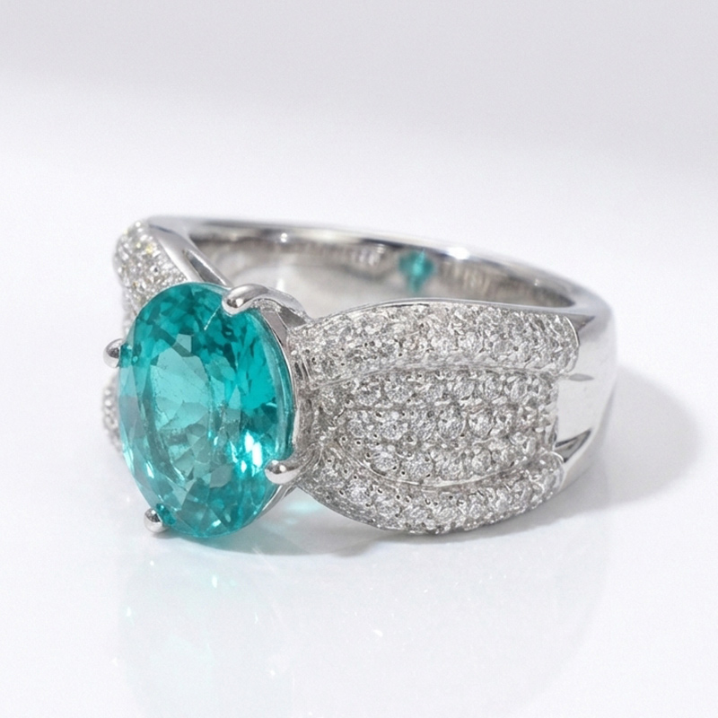 Sotiya Unique Lab Grown Paraiba Oval Cut Engagement Ring Sterling Silver