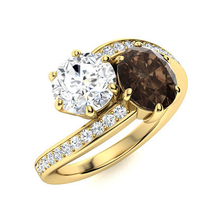 Sotiya Toi et Moi Bypass Coffee Oval and Round Cut Two Stone Engagement Ring Sterling Silver-Sotiya