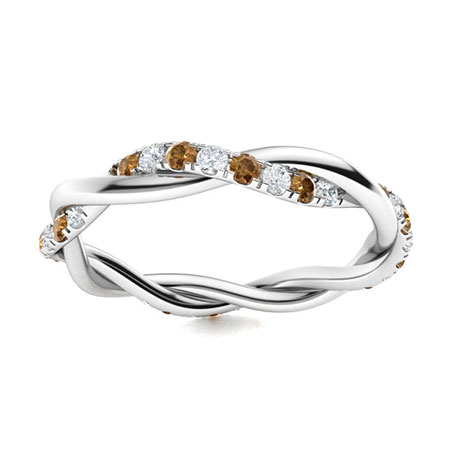 Sotiya Intertwined Vines Round Cut Coffee Eternity Ring Sterling Silver-Sotiya