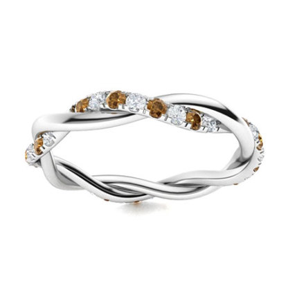 Sotiya Intertwined Vines Round Cut Coffee Eternity Ring Sterling Silver-Sotiya