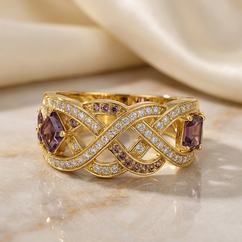 Sotiya Intertwined Knot Coffee Women's Wedding Ring Sterling Silver-Sotiya