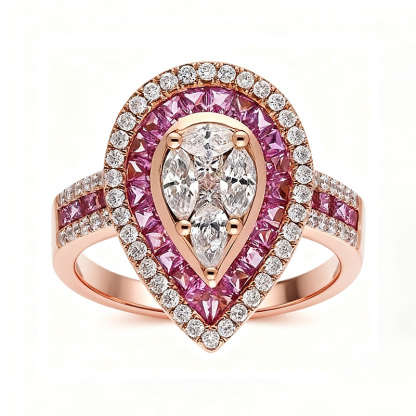 Sotiya Cluster Double Halo Engagement Ring Sterling Silver-Sotiya