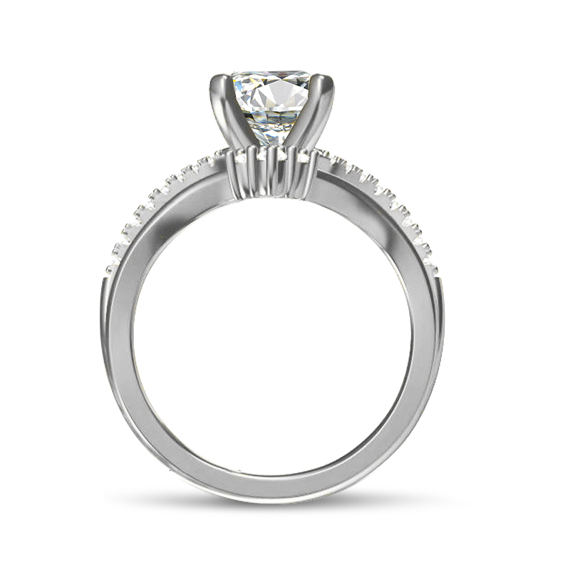 Sotiya Contour Round Cut Engagement Ring Sterling Silver