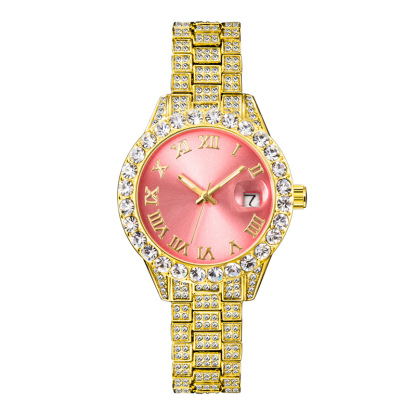 Sotiya Pink Dial Roman Numeral Waterproof Quartz Luminous Watch-Sotiya