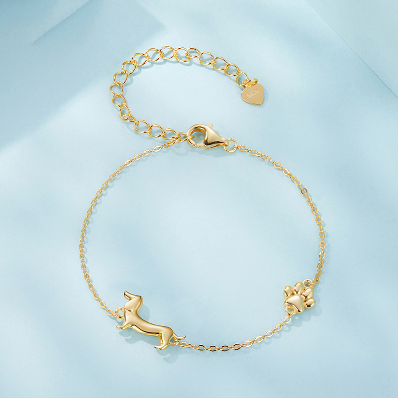 Sotiya Cute Dachshund Dog Paw Bracelet Sterling Silver-Sotiya