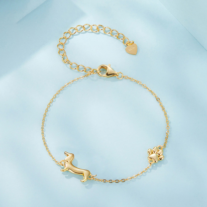 Sotiya Cute Dachshund Dog Paw Bracelet Sterling Silver-Sotiya
