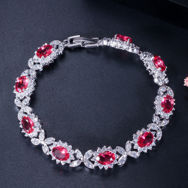 Sotiya Halo Oval Cut Tennis Bracelet-Sotiya