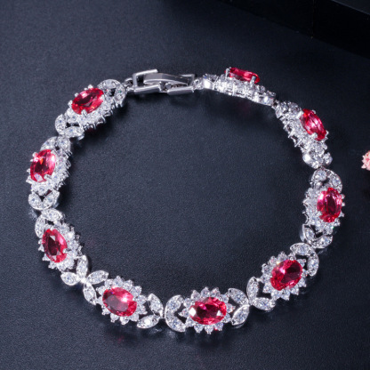 Sotiya Halo Oval Cut Tennis Bracelet-Sotiya