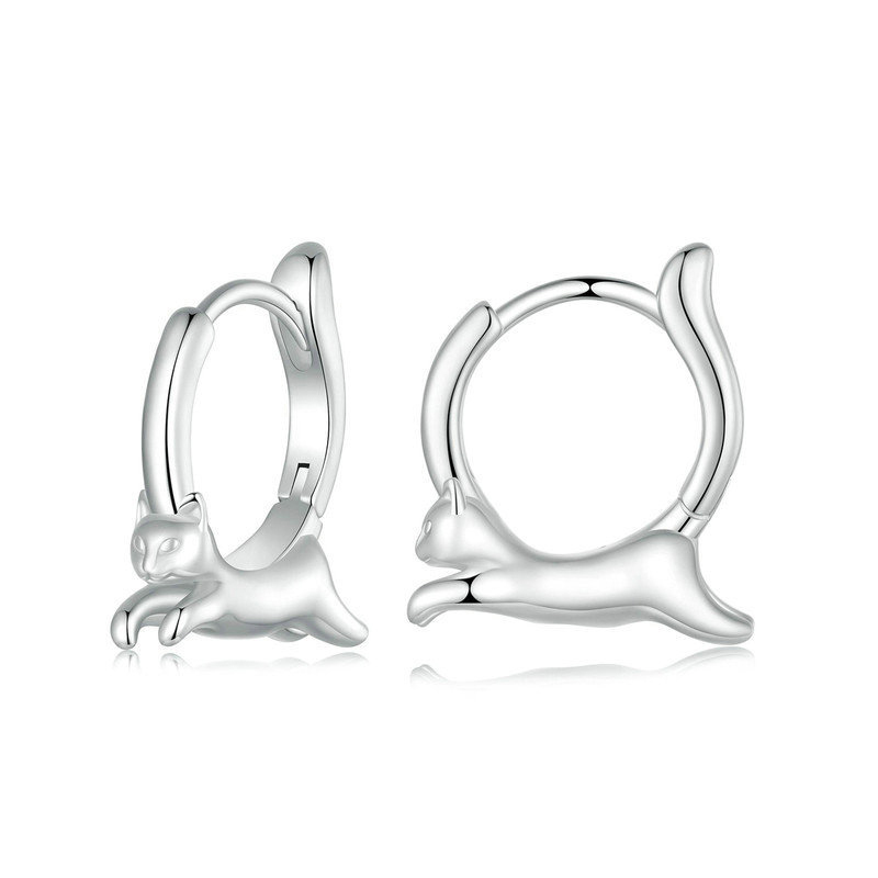 Sotiya Cute Cat Hoop Earrings Sterling Silver-Sotiya