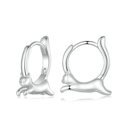 Sotiya Cute Cat Hoop Earrings Sterling Silver-Sotiya