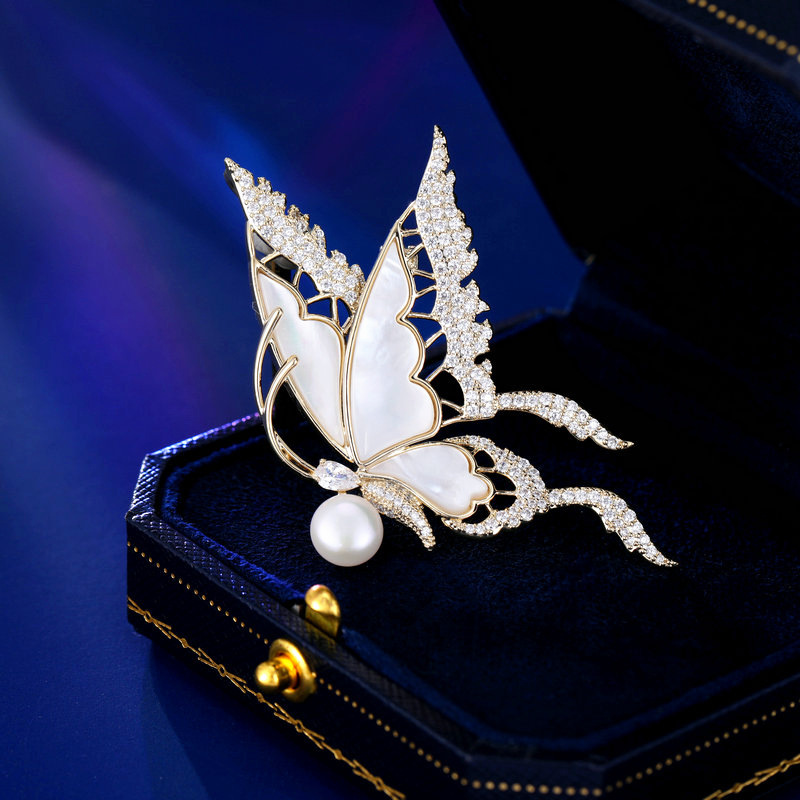 Sotiya Mother of Pearl/Abalone Shell Butterfly Brooch-Sotiya