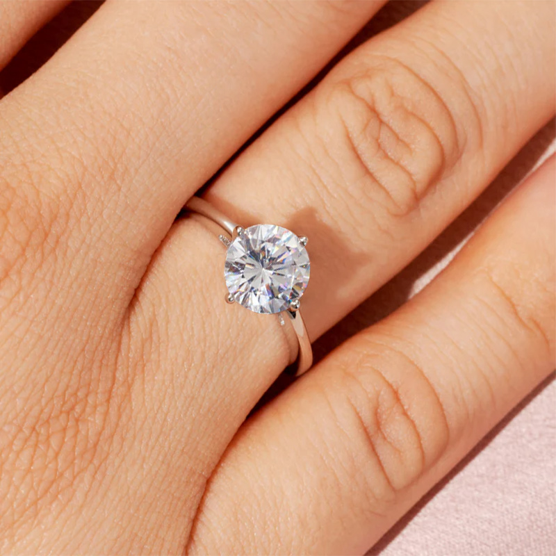 Sotiya Solitaire Round Cut Moissanite Engagement Ring Sterling Silver-Sotiya