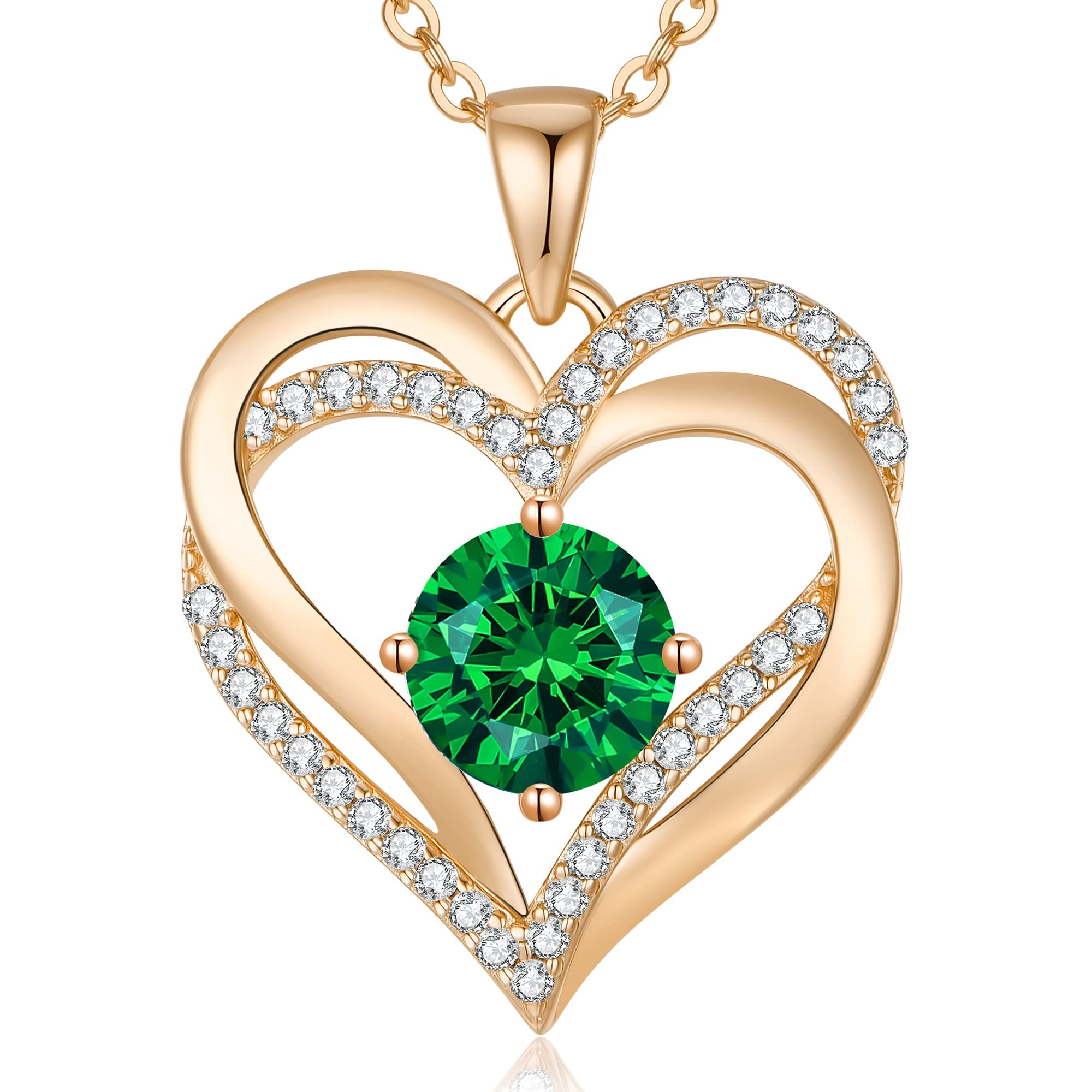 Sotiya 12 Birthstones Intertwined Heart Round Cut Necklace Sterling Silver-Sotiya