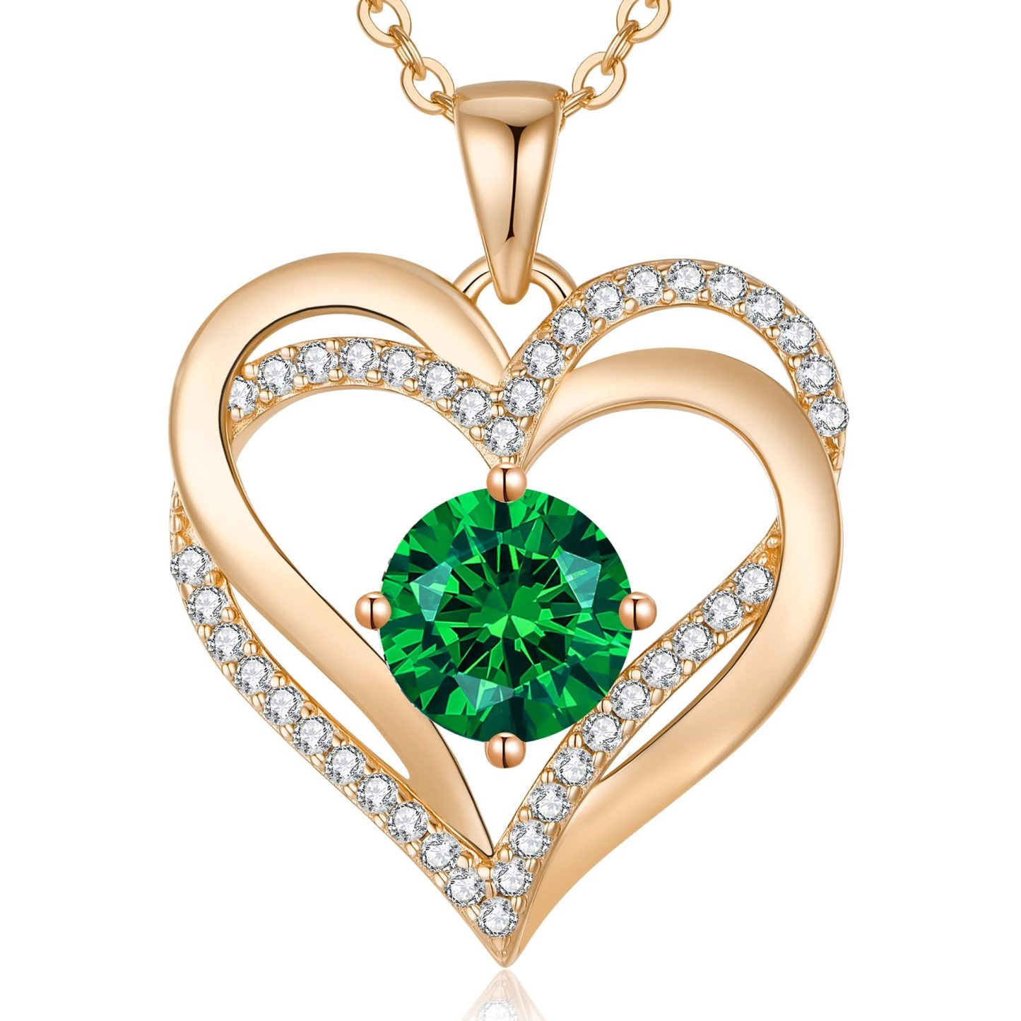 Sotiya 12 Birthstones Intertwined Heart Round Cut Necklace Sterling Silver-Sotiya