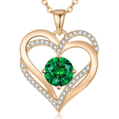 Sotiya 12 Birthstones Intertwined Heart Round Cut Necklace Sterling Silver-Sotiya
