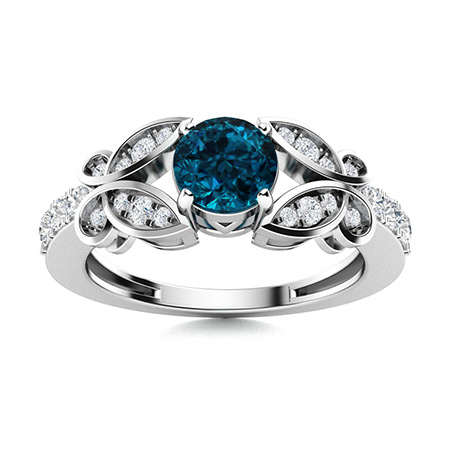 Sotiya Customizable 12 Birthstone Butterfly Round Cut Engagement Ring Sterling Silver