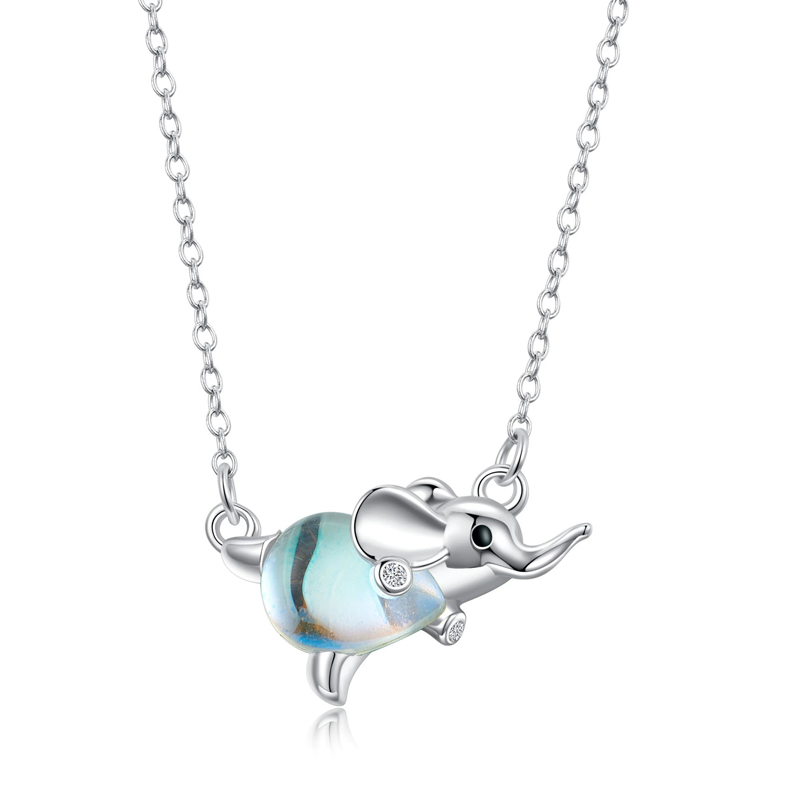 Sotiya Adorable Baby Elephant Moonstone Necklace Sterling Silver-Sotiya