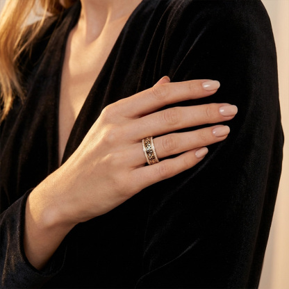 Sotiya Leopard Print Enamel Eternity Ring Sterling Silver-Sotiya