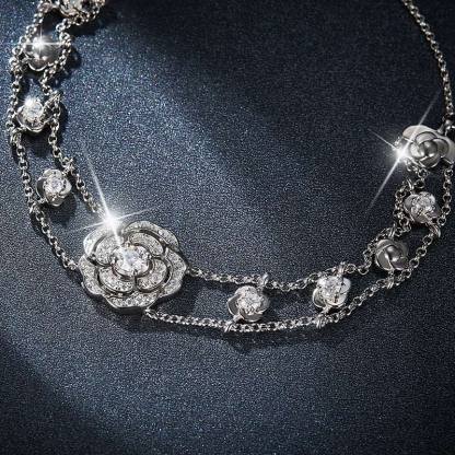 Sotiya Flower Design Moissanite Bolo Bracelet Sterling Silver-Sotiya