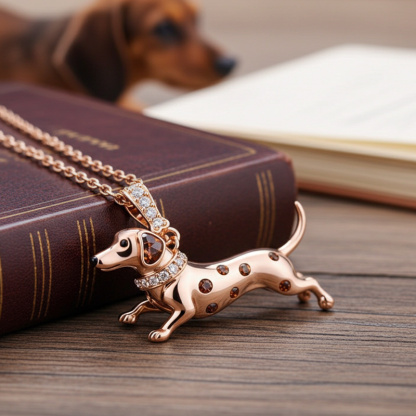 Sotiya Best Buds Dachshund Chocolate Necklace Sterling Silver-Sotiya